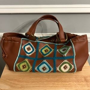 BCBGirls leather crocheted shoulder bag